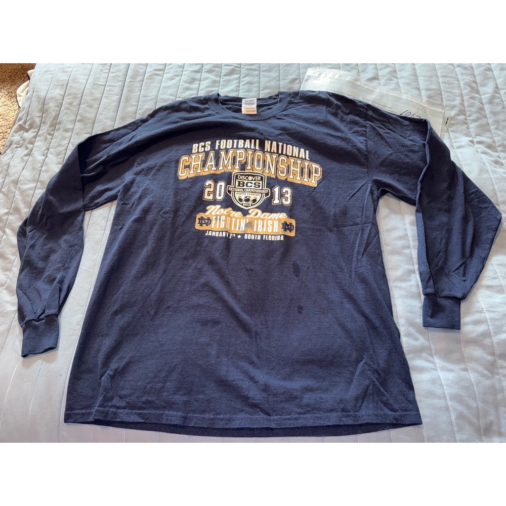 Gildan Notre Dame Fightin Irish 2013 BCS National Championship Shirt Navy Large